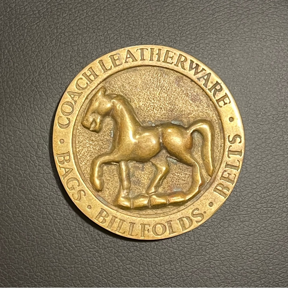 Circa 1980s Vintage Coach Brass Paperweight